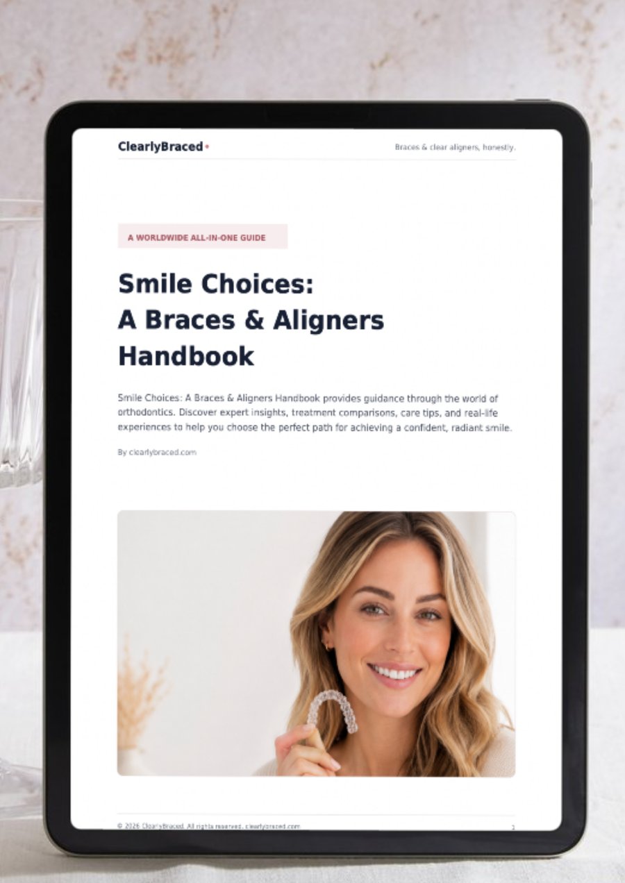 Cover of the ebook Smile Choices, a braces and aligners handbook by ClearlyBraced